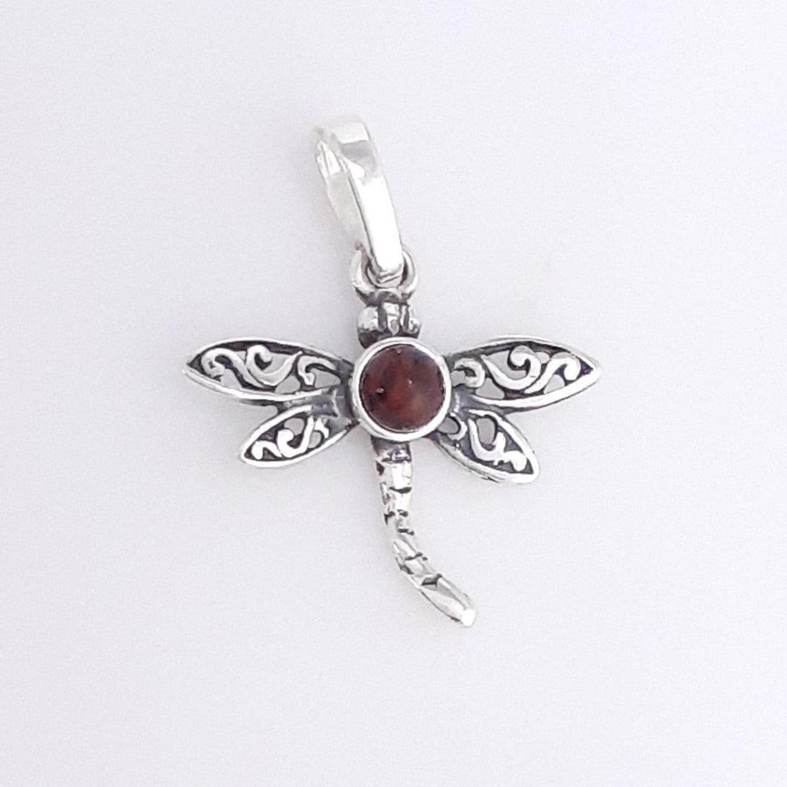 DIJE LIBELULA COGNAC Y PLATA
