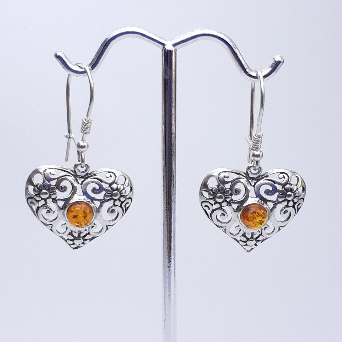 ARETES DE  ÁMBAR CON PLATA